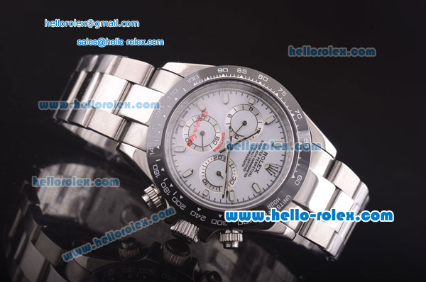 Rolex Daytona Automatic 7750 Coating Steel Case and Strap with White Dial - Click Image to Close